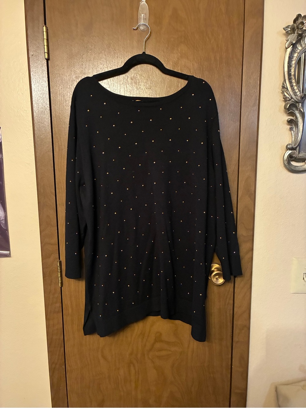 Ruby Rd. Black Long-Sleeve Tunic with Gold Studs